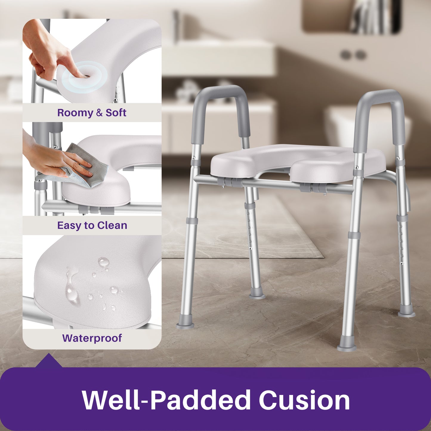 KEKOY Toilet Seat Riser for Seniors, Raised Toilet Seat with Handles, FSA HSA Eligible 400lb Elevated Toilet Risers, Tool-Free Assembly with Adjustable Height & Width