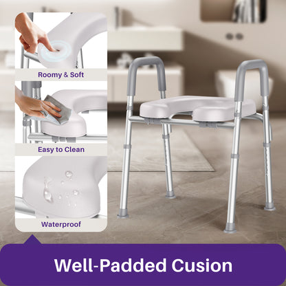 KEKOY Toilet Seat Riser for Seniors, Raised Toilet Seat with Handles, FSA HSA Eligible 400lb Elevated Toilet Risers, Tool-Free Assembly with Adjustable Height & Width