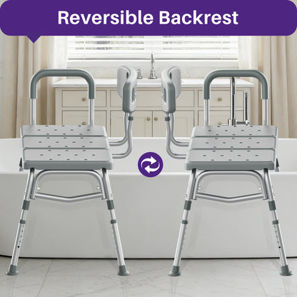 KEKOY Shower Transfer Bench for Bathtub 400LBs, FSA/HSA Eligible Tub Bath Shower Chair Seat, Height Adjustable Shower Stool for Elderly, Disabled, Grey