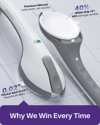 KEKOY 17.5" Shower Handles for Elderly with Safety Indicators, Grab Bars for Bathroom Stronger Suction Cup, Shower Grab Bars for Seniors, Injured, People with Disabilities