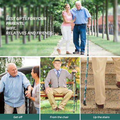 KEKOY Folding Cane, 5-Level Adjustable Height Walking Stick Lightweight Walking Cane for Men & Women - Foldable, Adjustable, Collapsible, Free Standing Cane with 2 Cane Tips