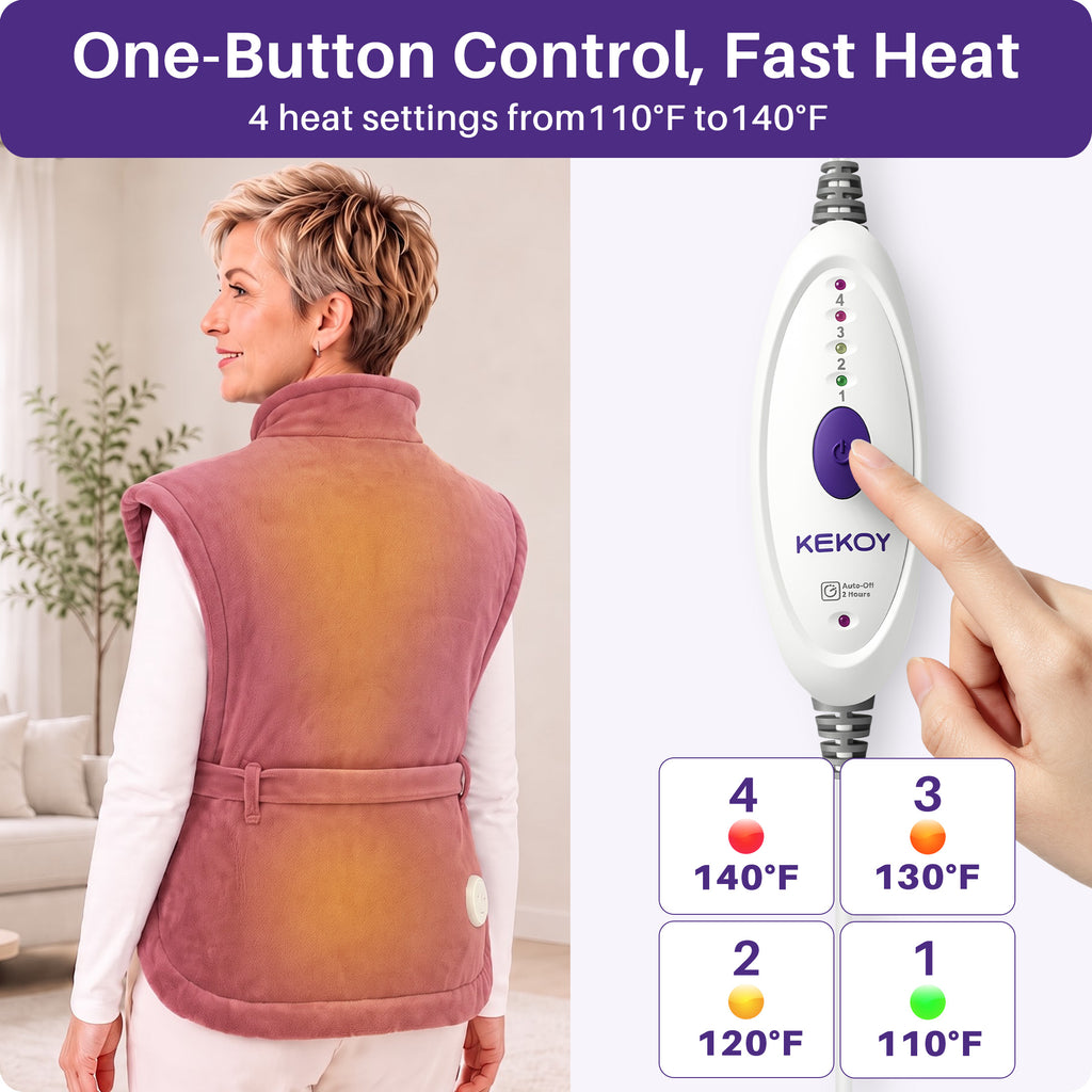 KEKOY Large Heating Pad for Back Pain Relief, Large 24"x33" Fast-Heating Pad for Neck and Shoulders with Auto Shut-Off, Soft & Machine Washable, Dusty Rose