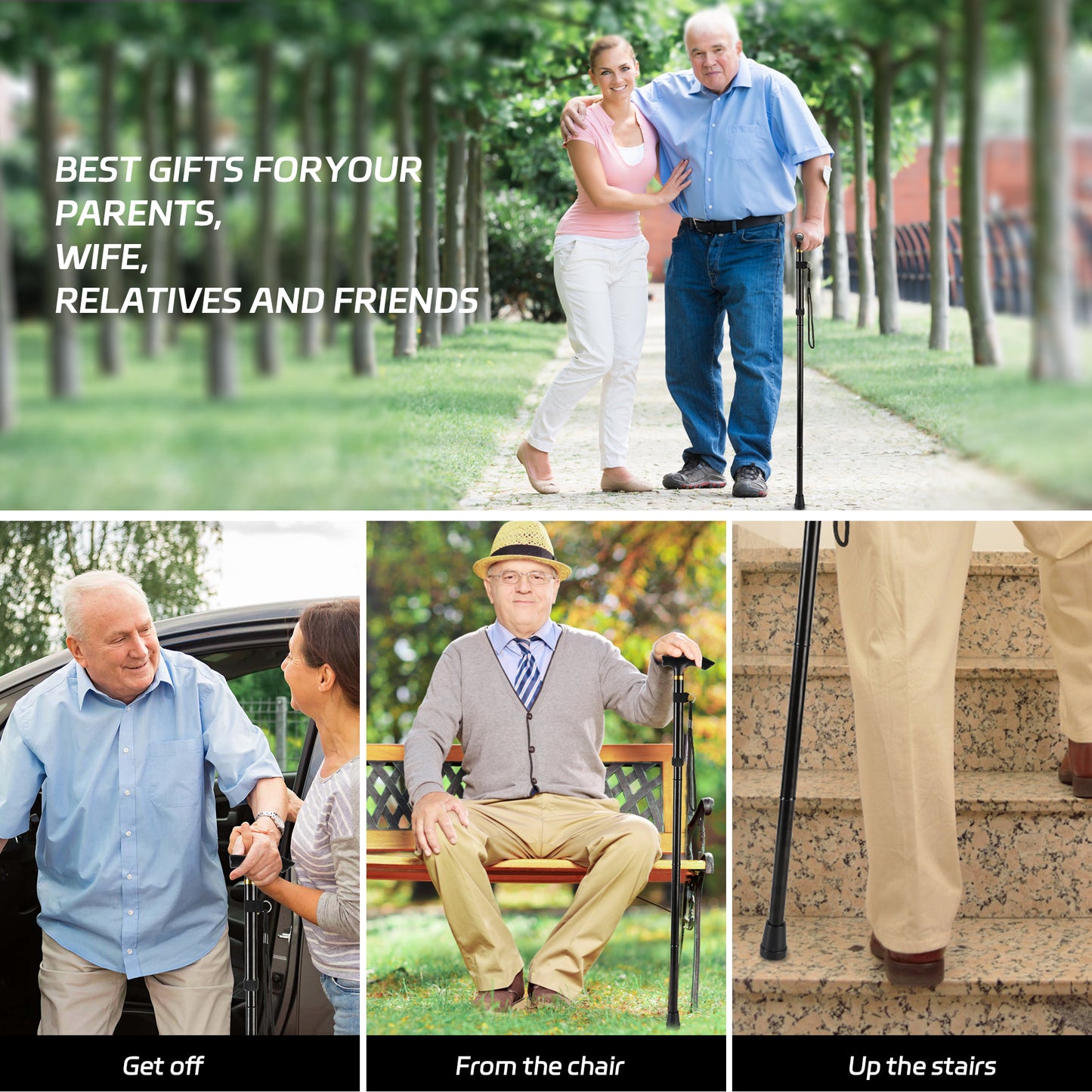 KEKOY Walking Canes for Women Men, Folding Cnes for Walking, 5-Level Adjustable Heights - Self Standing Folding Cane,Portable Collapsible Cane