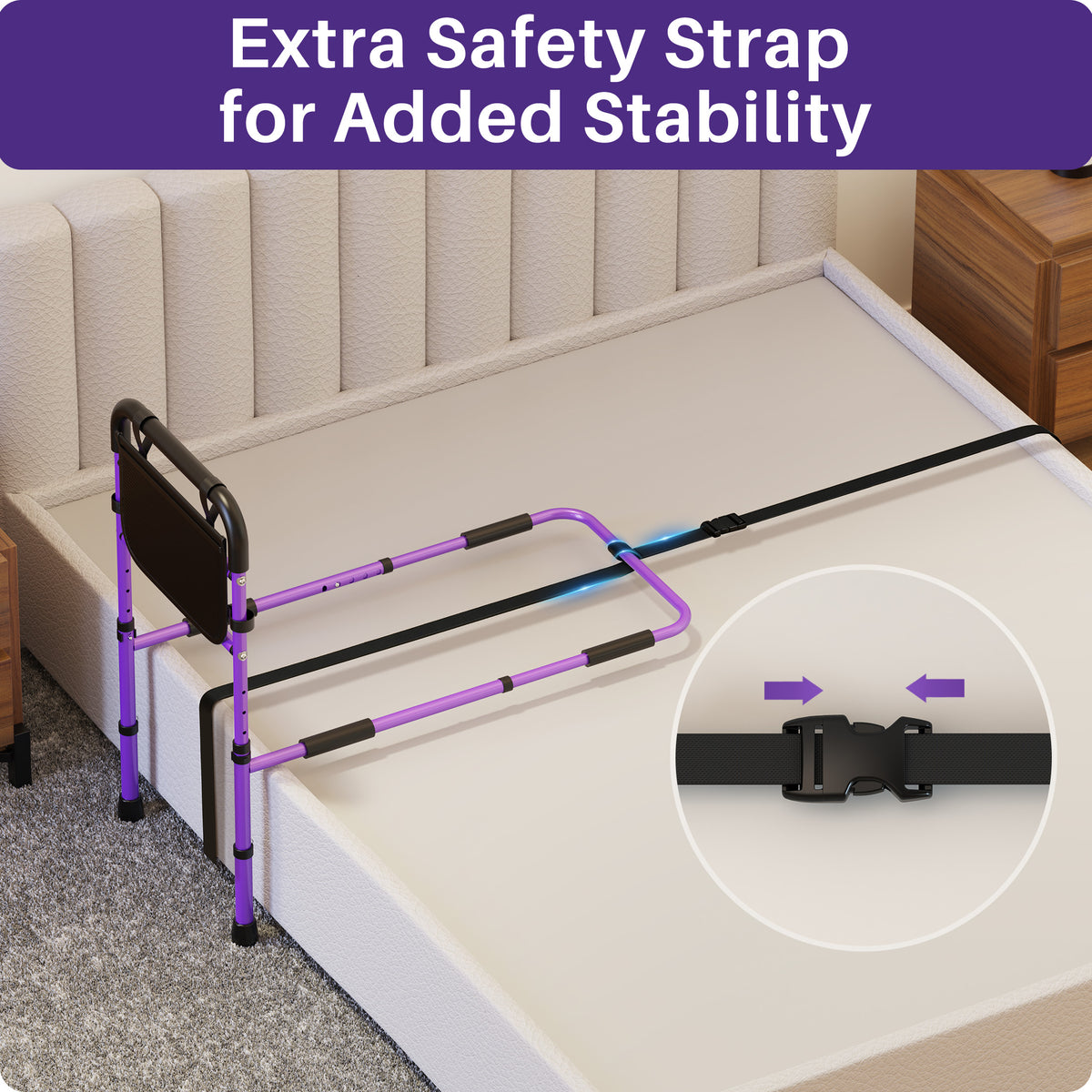 KEKOY Bed Rails for Seniors, Adjustable Bed Assist Rail for Elderly Adults with Storage Bag and Fixing Strap, Bed Support Bar Mobility Assistant