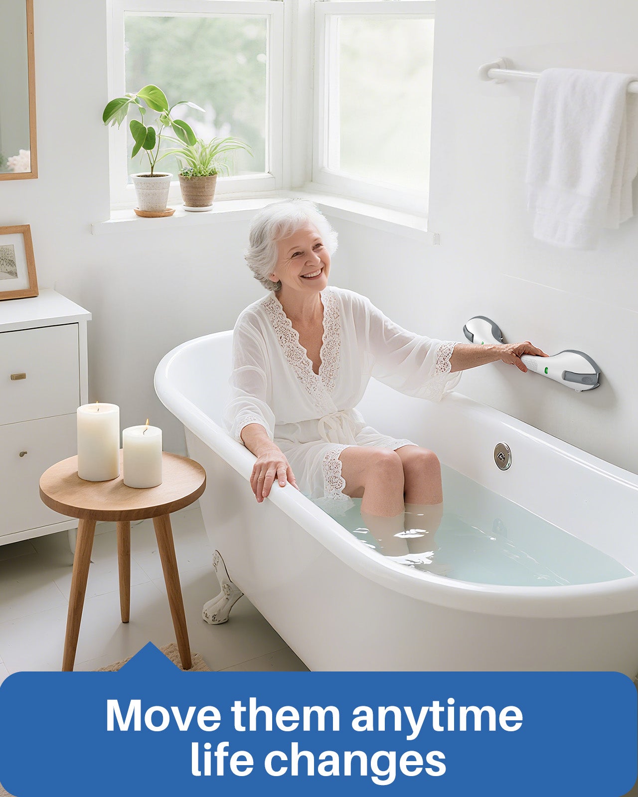 KEKOY 2 Pack Grab Bars for Shower, Heavy Duty Shower Handle Removable Bath Handrails for Elderly, Bathroom Safety Bars for Seniors, No Drilling, Waterproof