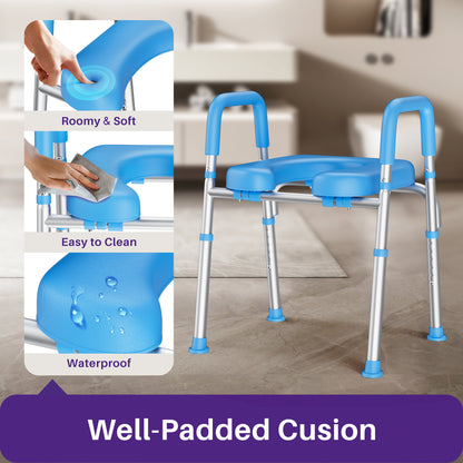 Toilet Seat Riser for Seniors, Raised Toilet Seat with Handles, Adjustable Height & Width, Handicap Elevated Toilet Seat, Fit Any Toilet