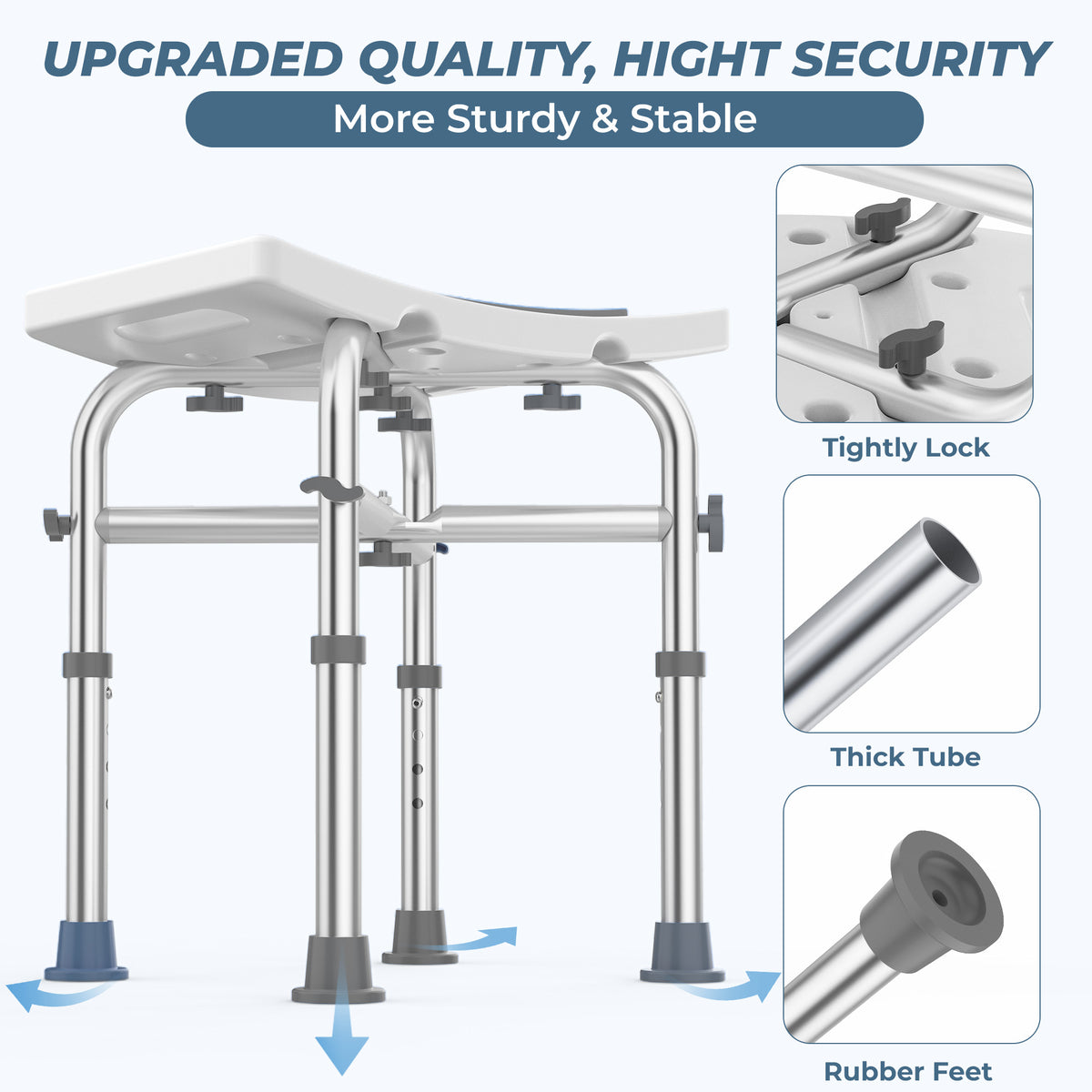 KEKOY Shower Chair for Elderly, 500lb Adjustable Height Bath Seat with Tool-Free Assembly, Anti-Slip FSA/HSA Eligible Shower Stool for Smaller Bathtub & Bathroom, Ideal for Seniors and Disabled Adult Gray