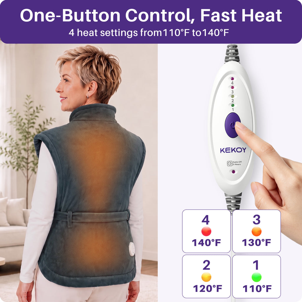 KEKOY Large Heating Pad for Back Pain Relief, Large 24"x33" Fast-Heating Pad for Neck and Shoulders with Auto Shut-Off, Soft & Machine Washable, Dark Green