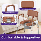 Kekoy Bedside Commode Chair with Padded Seat and Backrest, Commode Toilet with Liners for Adults, Seniors and Disabled, Adjustable Height, Includes Potty Bucket, Splash Guard, 400 lb Capacity