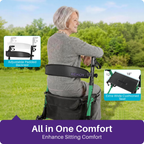 Kekoy Foldable Mobility Rollator Walkers for Seniors with Seat 350 lb, Adjustable Handles and Backrest Height, FSA eligible Adult Aluminum Rolling Mobility Walker, 8" Big Wheels, Green