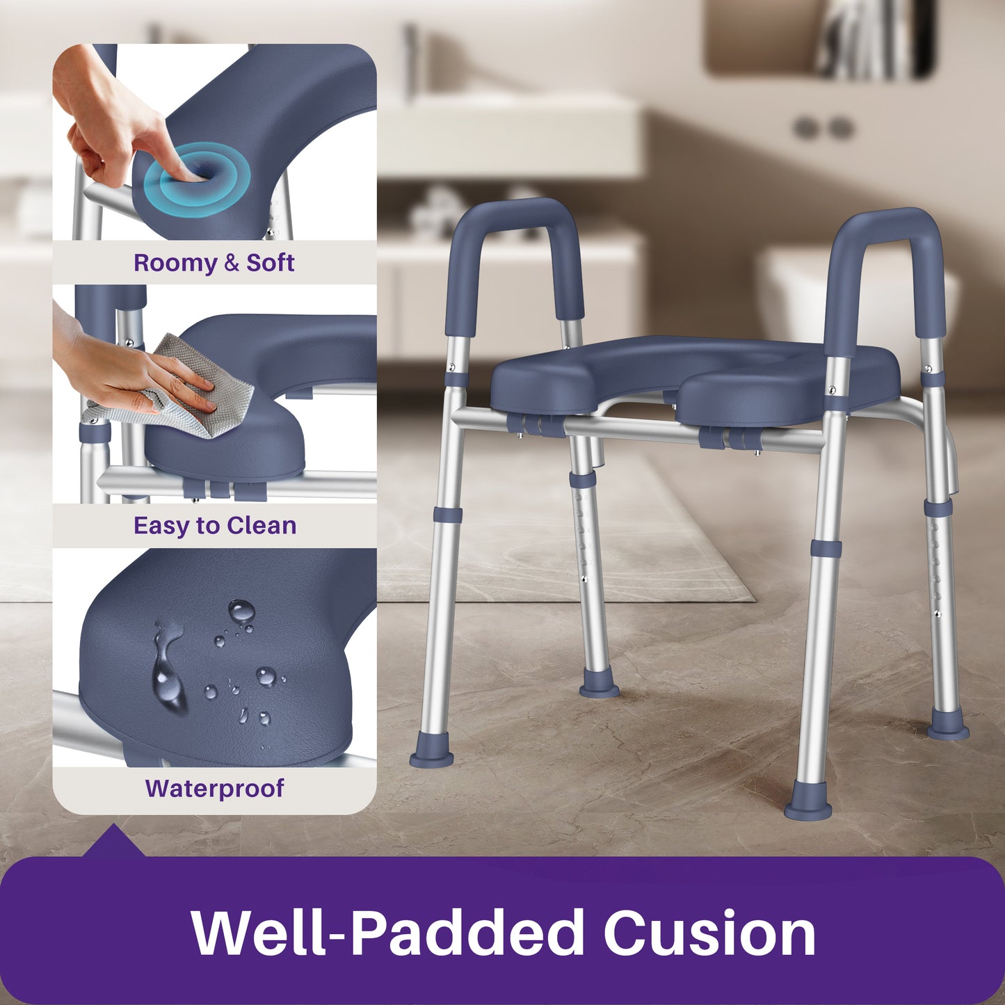 KEKOY Toilet Seat Riser for Seniors, Raised Toilet Seat with Handles, FSA HSA Eligible 400lb Elevated Toilet Risers, Tool-Free Assembly with Adjustable Height & Width