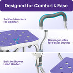 KEKOY Shower Chair with Back and Arms for Inside Shower, 550LBS Heavy Duty Shower Chair, 22.5" Extra Wide Space Between Armrests, Large Suction Feet, FSA/HSA Adjustable Shower Chair for Elderly