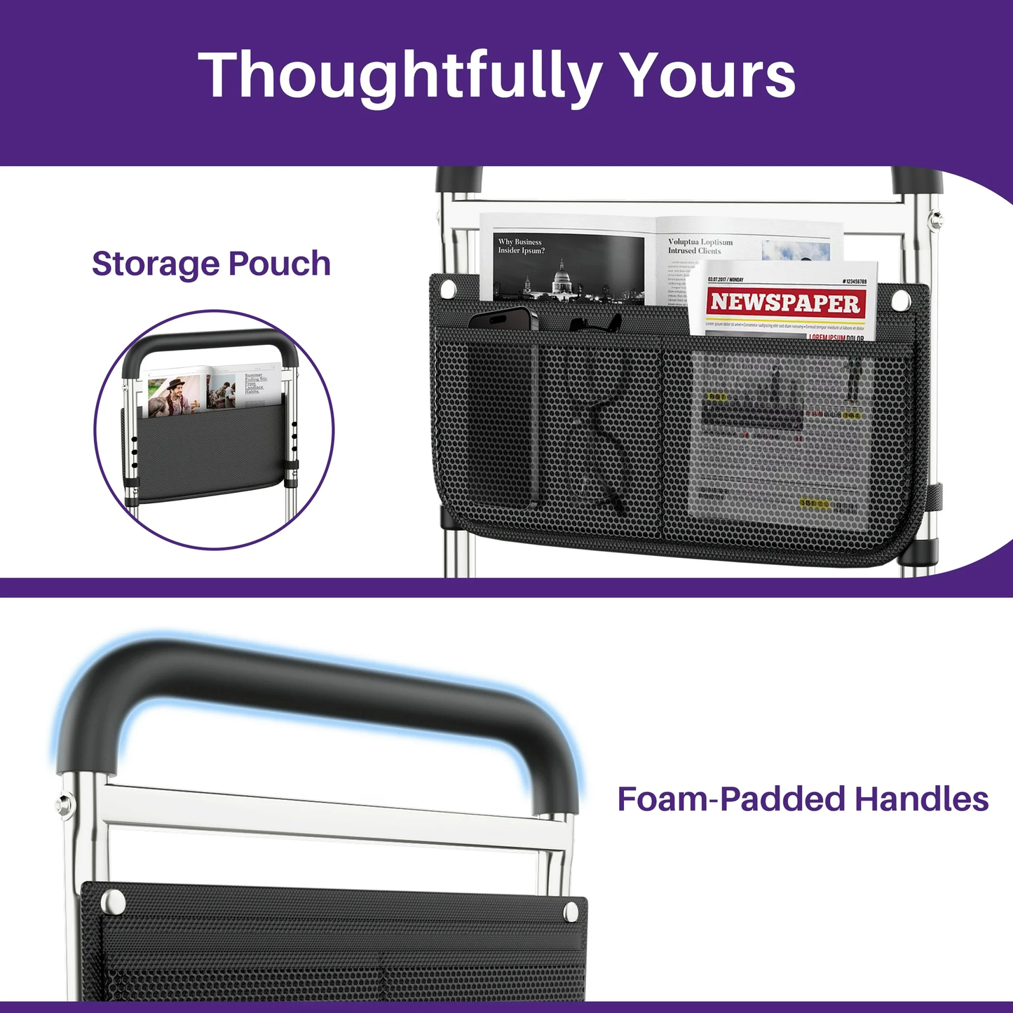 KEKOY Bed Rails for Seniors Safety Guard with Leg Adjustable, Bed Assist Rail for Elderly Adults with Free Storage Bag and Fixing Strap