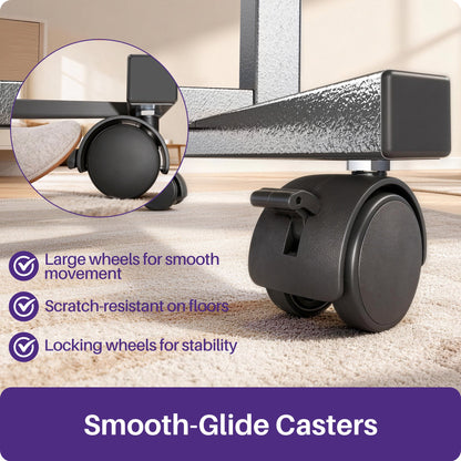 KEKOY Overbed Table, Adjustable Overbed Bedside Table with Wheels, Tilt Table for Home and Hospital Use, Smooth Rolling, Stable Support Design