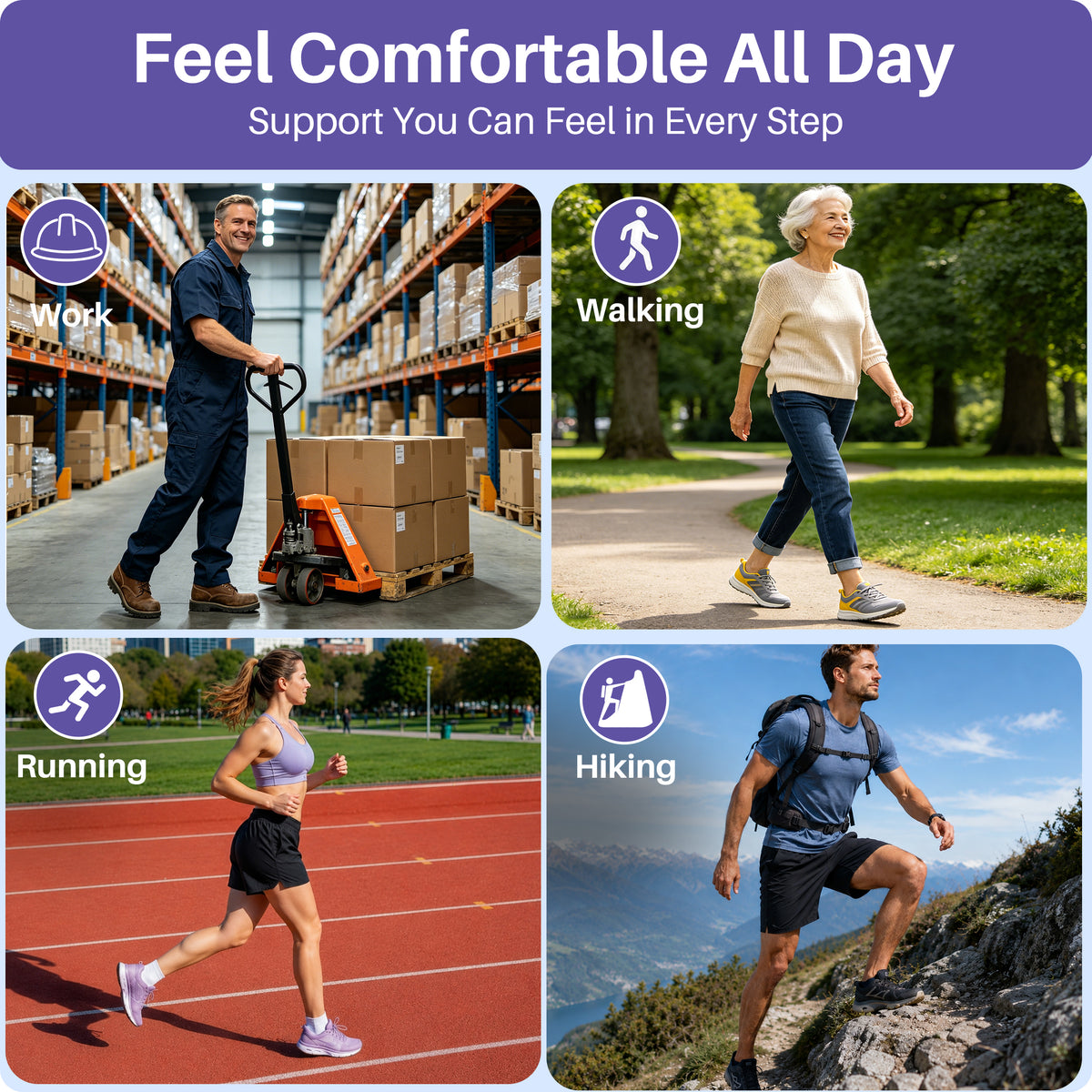 KEKOY Plantar Fasciitis Pain Relief Arch Support Inserts for Women & Men, Comfortable Support, Suitable for Moderate-Severe Flat Feet & Neutral Arch