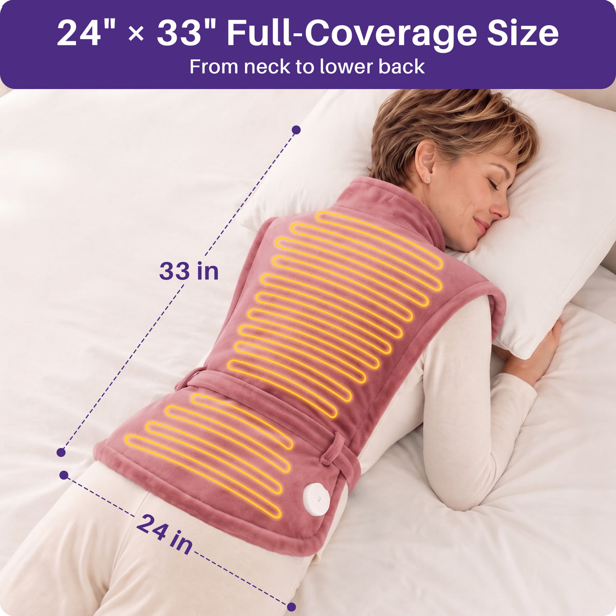 KEKOY Large Heating Pad for Back Pain Relief, Large 24"x33" Fast-Heating Pad for Neck and Shoulders with Auto Shut-Off, Soft & Machine Washable, Dusty Rose