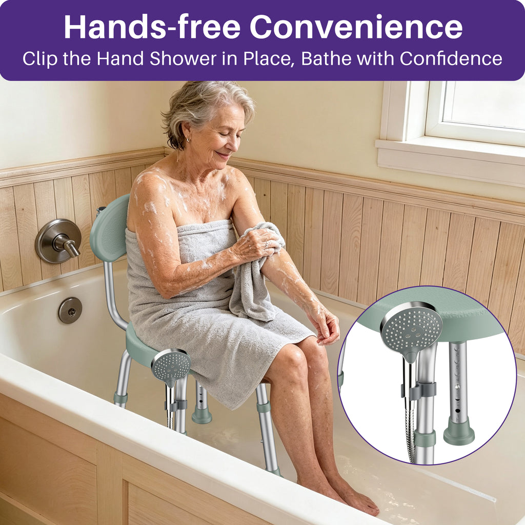 Kekoy Swivel Shower Chair, 360° Rotating Shower Seat with Backrest for Elderly and Disabled, Height Adjustable Tub Bench for Inside Shower Stool & Bath Tub Seat for Narrow Space