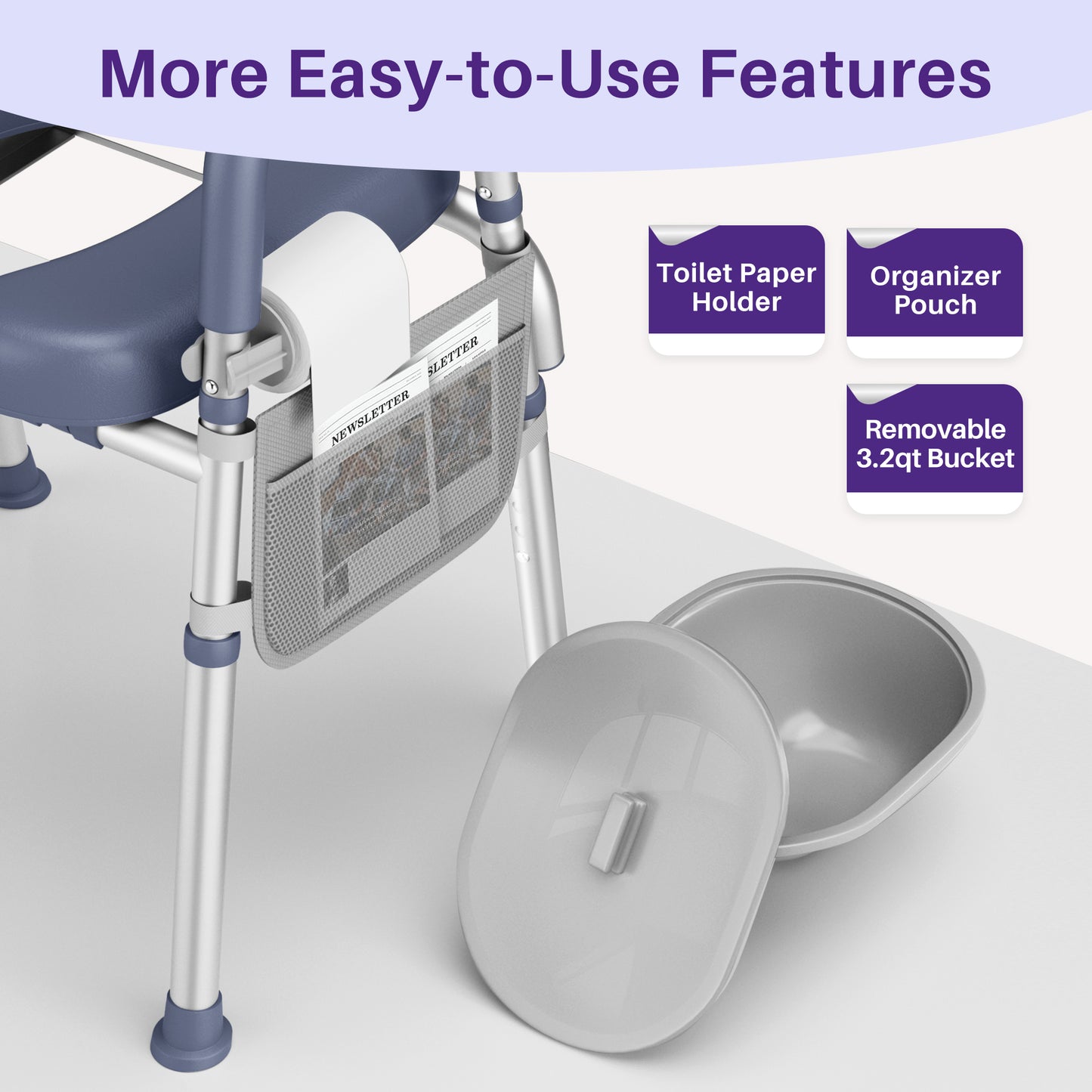 KEKOY Bedside Commode for Seniors, Commode Chair with Arms and Padded Seat , FSA HSA Eligible 400lb Easy Assembly Toilet Chair , Adjutable Raised Toilet Seat with Handles