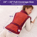 KEKOY Large Heating Pad for Back Pain Relief, Large 24"x33" Fast-Heating Pad for Neck and Shoulders with Auto Shut-Off, Soft & Machine Washable, Burgundy