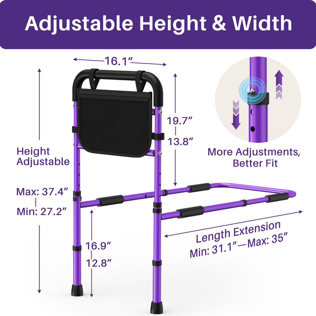 KEKOY Bed Rails for Seniors, Adjustable Bed Assist Rail for Elderly Adults with Storage Bag and Fixing Strap, Bed Support Bar Mobility Assistant