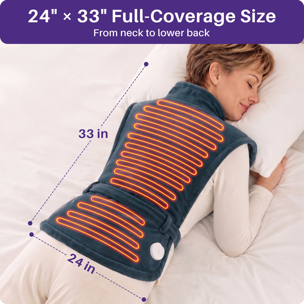 KEKOY Large Heating Pad for Back Pain Relief, Large 24"x33" Fast-Heating Pad for Neck and Shoulders with Auto Shut-Off, Soft & Machine Washable, Dark Green