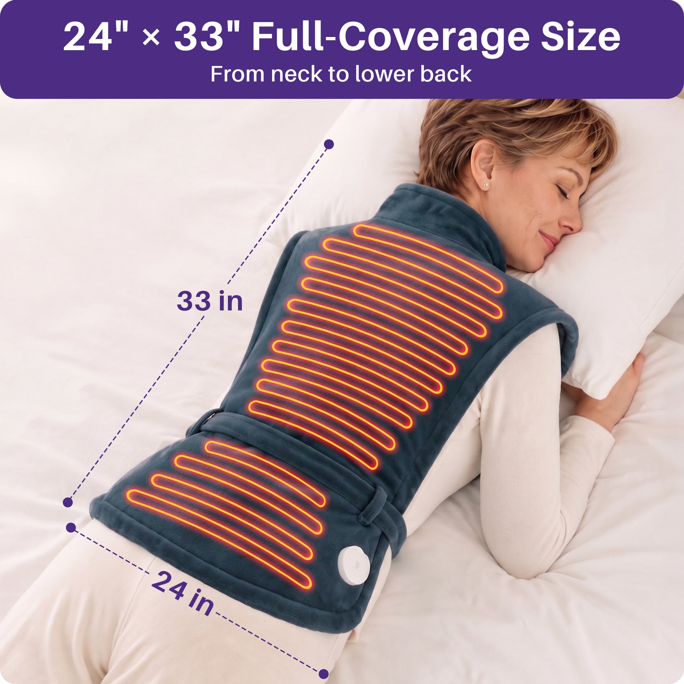 KEKOY Large Heating Pad for Back Pain Relief, Large 24"x33" Fast-Heating Pad for Neck and Shoulders with Auto Shut-Off, Soft & Machine Washable, Dark Green