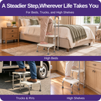 Kekoy 2 Step Stool for Adults and Seniors, 330 lb Metal Frame with Handle, Non-Slip Steps, 10 Height Settings, Motion-Activated LED for High Beds