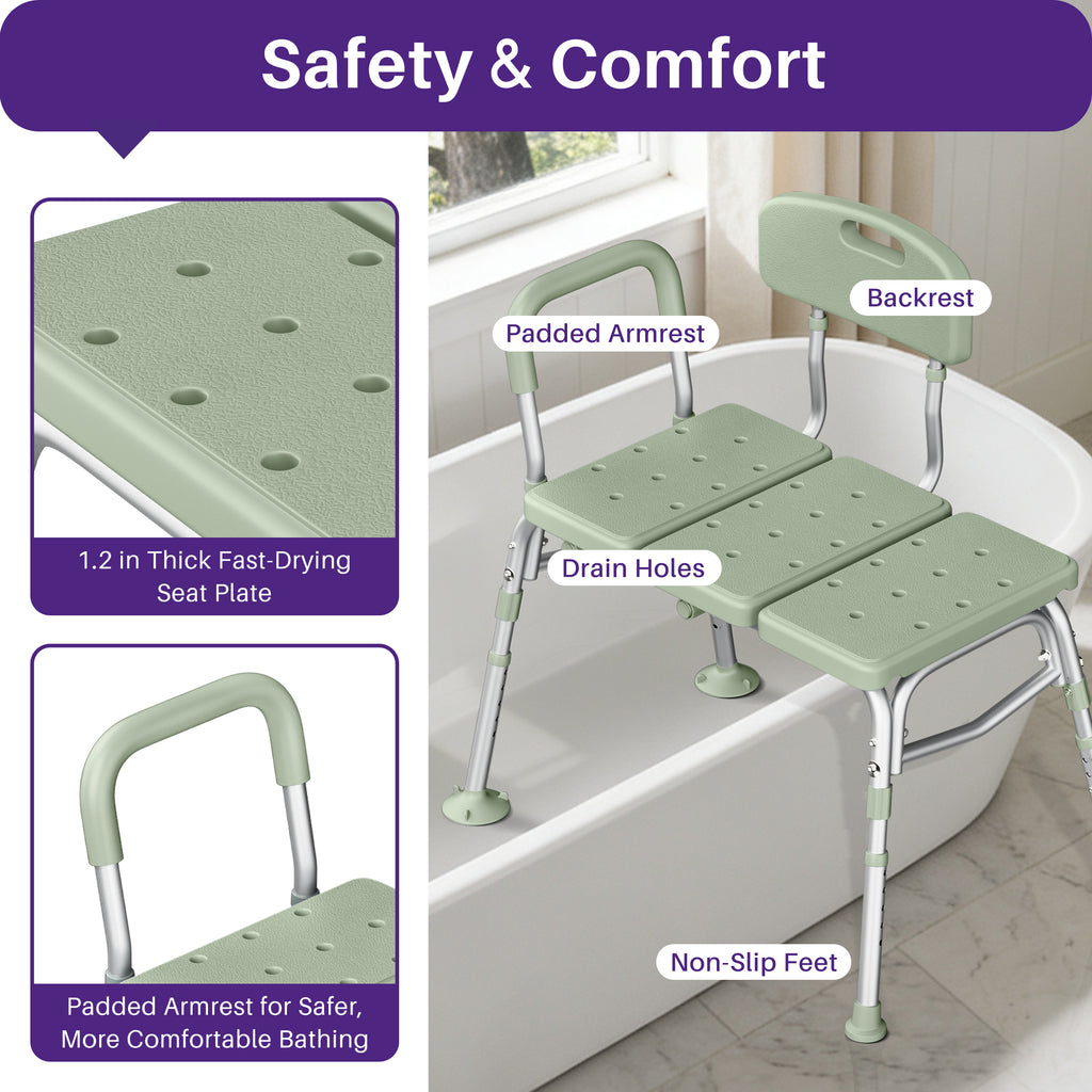 KEKOY Tub Transfer Bench for Bathtub and Showers, Adjustable Shower Bench, Bath Shower Chair Seat 400LBs for Elderly, Adults and Disabled