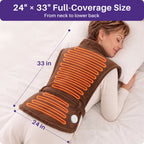 KEKOY Large Heating Pad for Back Pain Relief, Large 24"x33" Fast-Heating Pad for Neck and Shoulders with Auto Shut-Off, Soft & Machine Washable, Dark Brown