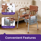 Kekoy Bedside Commode Chair with Padded Seat and Backrest, Commode Toilet with Liners for Adults, Seniors and Disabled, Adjustable Height, Includes Potty Bucket, Splash Guard, 400 lb Capacity