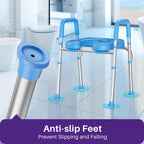 Toilet Seat Riser for Seniors, Raised Toilet Seat with Handles, Adjustable Height & Width, Handicap Elevated Toilet Seat, Fit Any Toilet