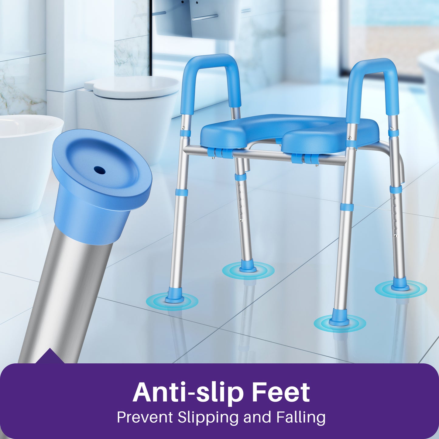 Toilet Seat Riser for Seniors, Raised Toilet Seat with Handles, Adjustable Height & Width, Handicap Elevated Toilet Seat, Fit Any Toilet