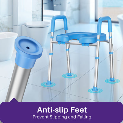 Toilet Seat Riser for Seniors, Raised Toilet Seat with Handles, Adjustable Height & Width, Handicap Elevated Toilet Seat, Fit Any Toilet