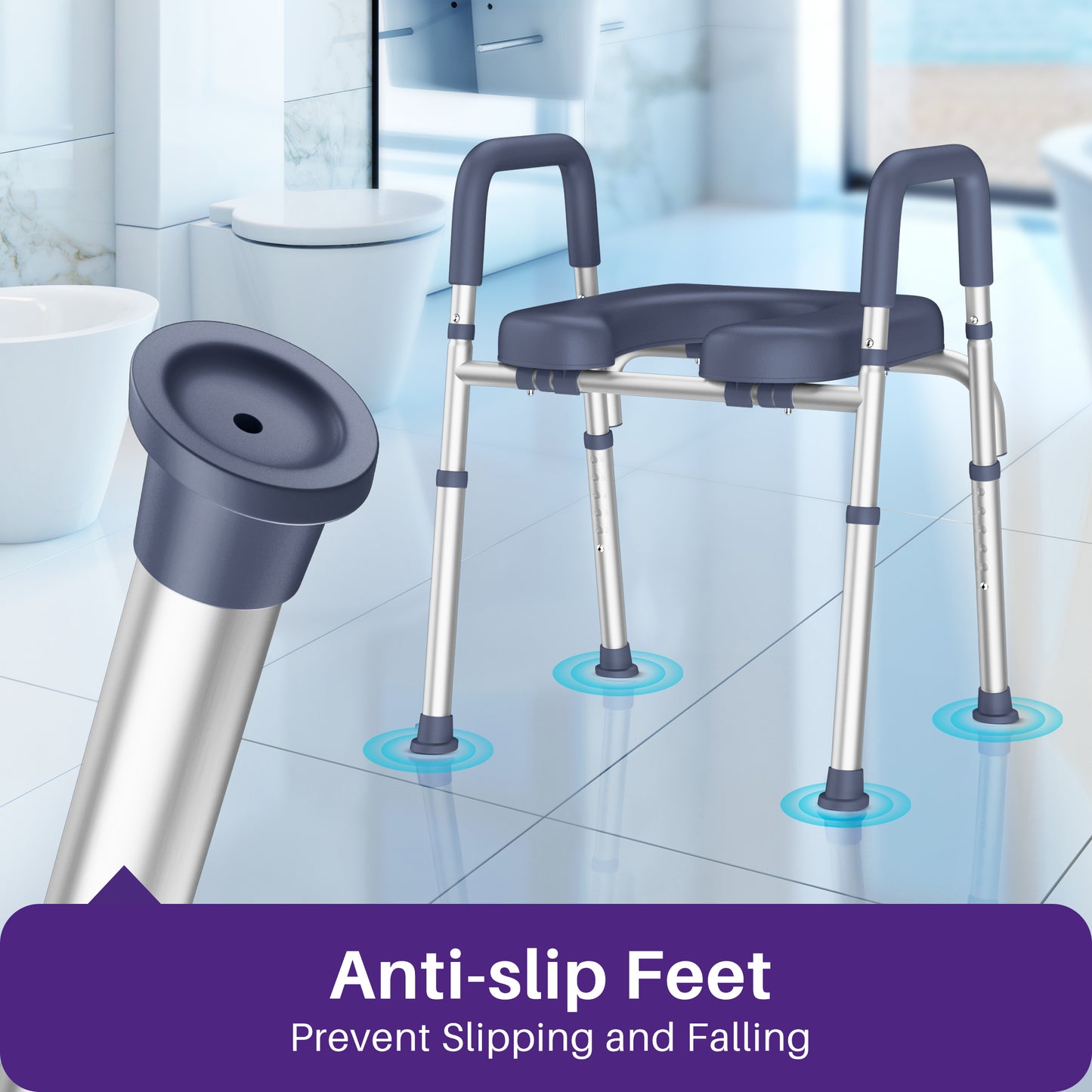 KEKOY Toilet Seat Riser for Seniors, Raised Toilet Seat with Handles, FSA HSA Eligible 400lb Elevated Toilet Risers, Tool-Free Assembly with Adjustable Height & Width