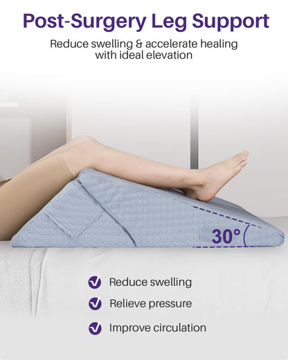 KEKOY Bed Wedge Pillow for Sleeping, Adjustable Height to 9-12 inches, Memory Foam Pillows with Washable Cover, Gray