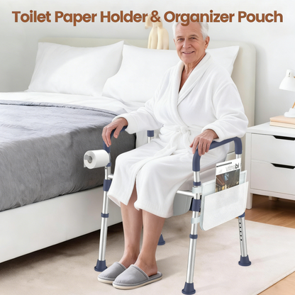 KEKOY Bedside Commode Chair with Padded Seat and Backrest, Aluminum Dual-Crossbar, Height Adjustable, Portable Toilet for Seniors and Adults, Potty Bucket and Splash Guard, 400 lbs Weight Capacity