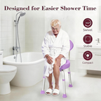 Kekoy Swivel Shower Chair, 360° Rotating Shower Seat with Backrest for Elderly and Disabled, Height Adjustable Tub Bench for Inside Shower Stool & Bath Tub Seat for Adults, Purple