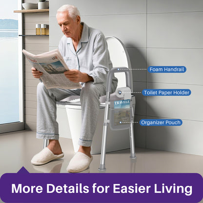 KEKOY Toilet Seat Riser for Seniors, Raised Toilet Seat with Handles, FSA HSA Eligible 400lb Elevated Toilet Risers, Tool-Free Assembly with Adjustable Height & Width