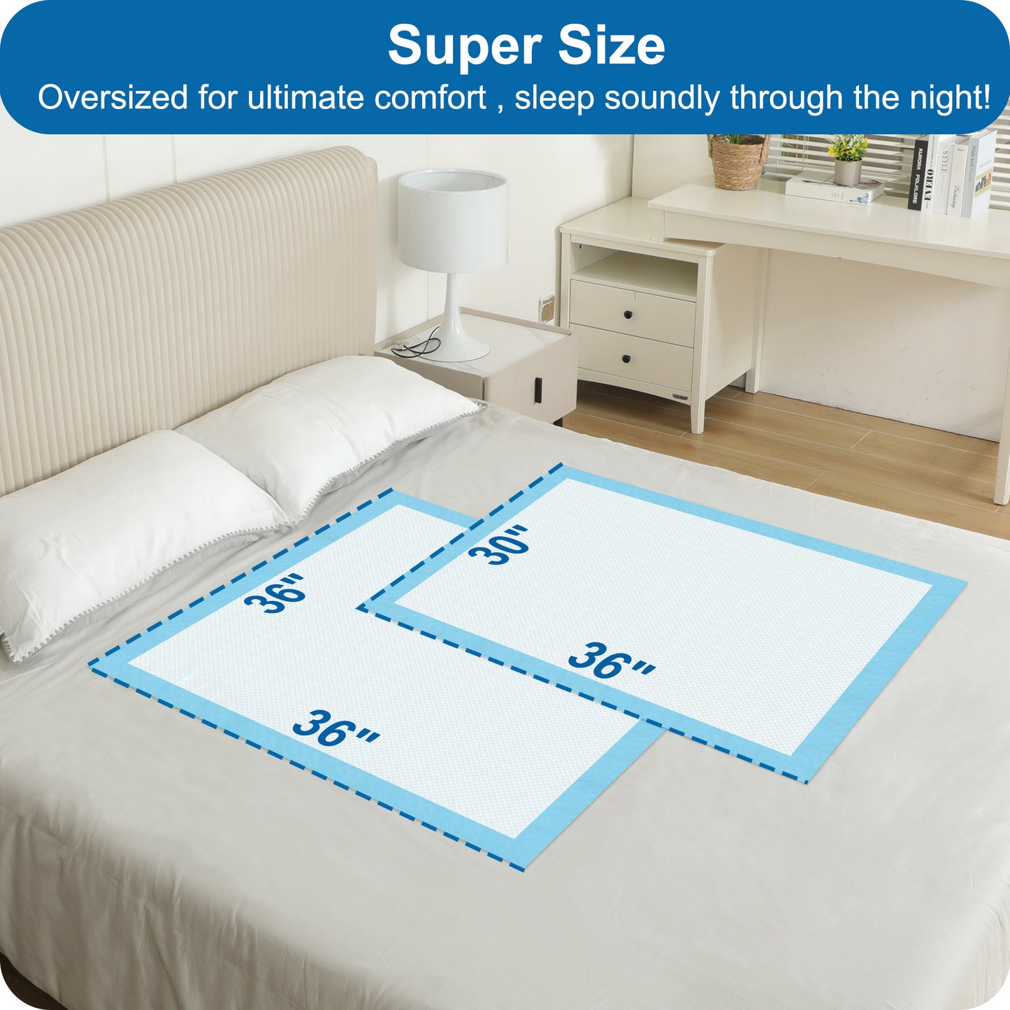 KEKOY 50 Count 30" x 36" Bed Pads for Incontinence Disposable, 3 Times Super Absorbent Disposable Underpads, Anti Slip Backing, Waterproof Pee Pads for Adults, Pets