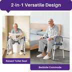 KEKOY Adjustable Tiolet Seat Riser for Seniors，Raised Toilet Seat with Handles and Padded Seat , FSA HSA Eligible 400lb Easy Assembly Elevated Toilet Risers