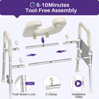 Kekoy Toilet Seat Riser for Seniors, Raised Toilet Seat with Handles, Fsa Hsa Eligible 400lb Elevated Toilet Risers, Tool-Free Assembly with Adjustable Height & Width