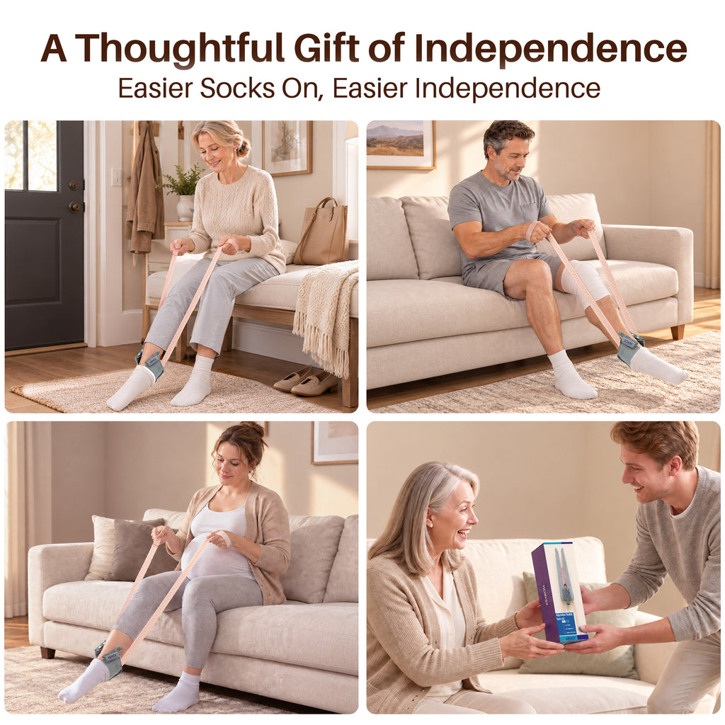 KEKOY Sock Helper for Seniors, Adjustable Width 4-4.5", Flexible Sock Aid Pull on, Easy to Use Sock Assist Device for Elderly