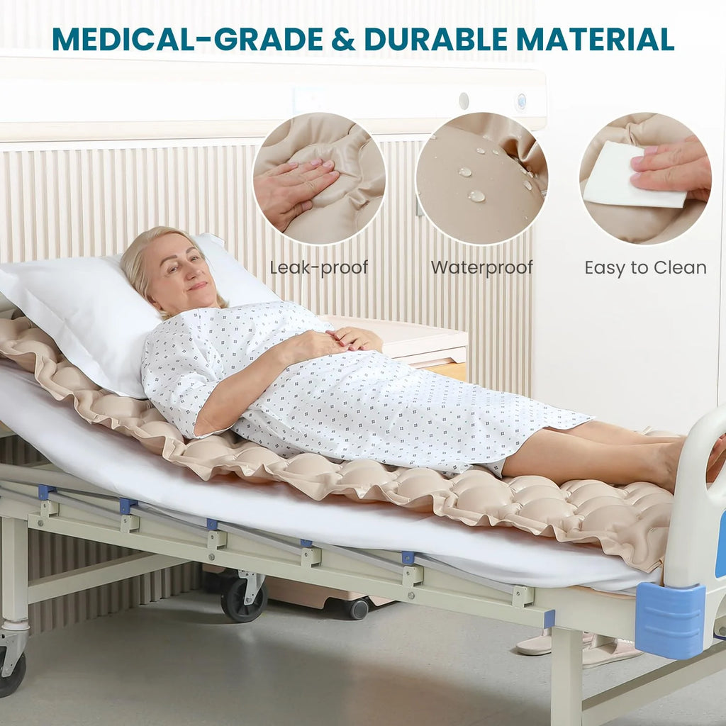 KEKOY Alternating Pressure Mattress with Quiet Electric Pump, Air Mattress for Bed Sore & Ulcer Prevention, Air Pad for Hospital Bed and Home Use, Beige