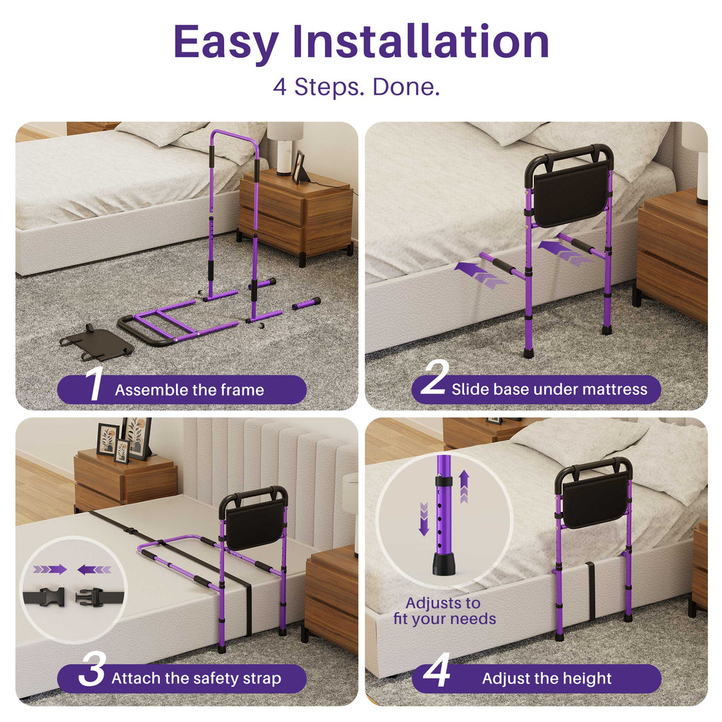 KEKOY Bed Rails for Seniors, Adjustable Bed Assist Rail for Elderly Adults with Storage Bag and Fixing Strap, Bed Support Bar Mobility Assistant