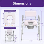 Kekoy Bedside Commode Chair with Padded Seat and Backrest, Aluminum Commode Toilet for Adults, Seniors, Disabled, Adjustable Height, Includes Potty Bucket & Splash Guard, 400lbs Capacity