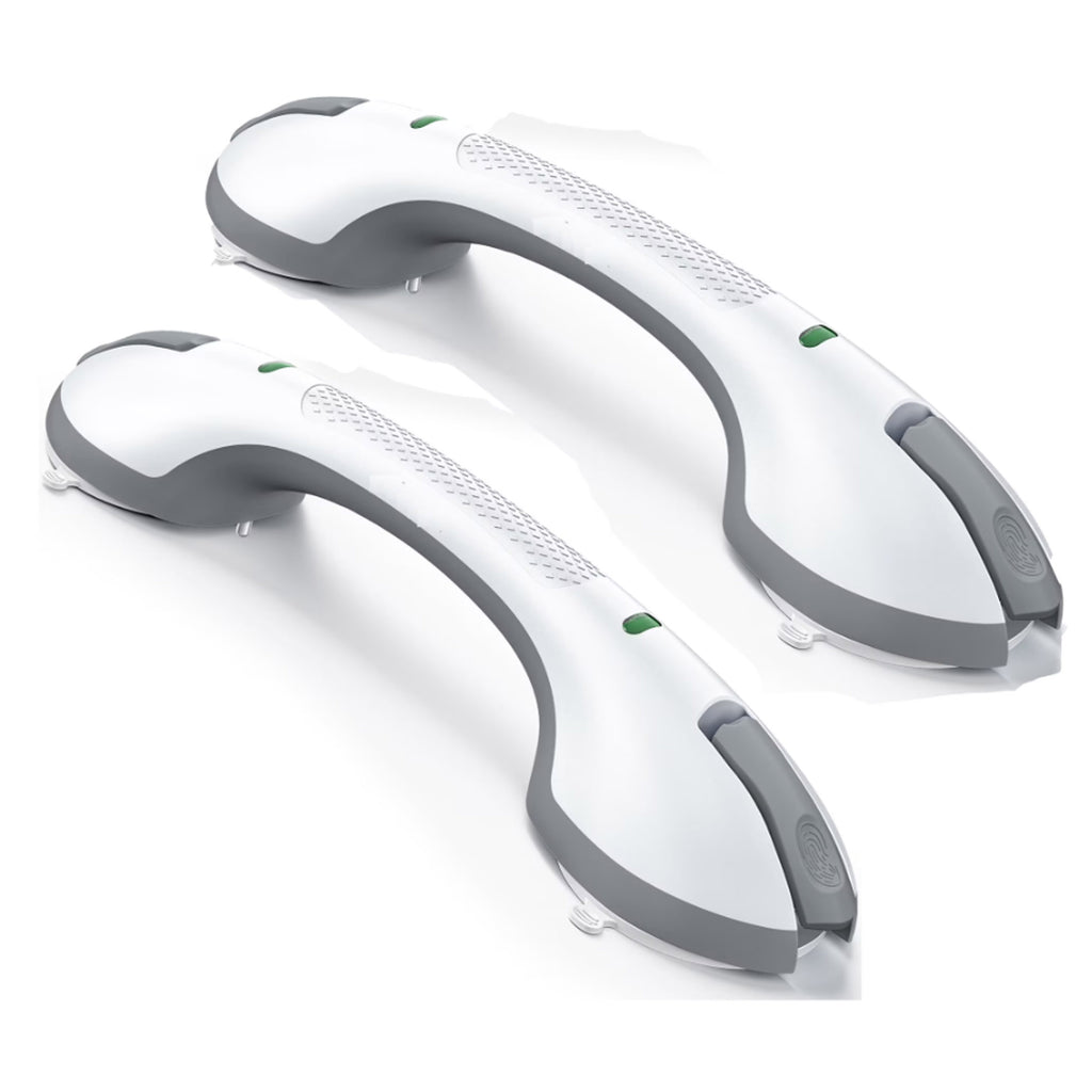 KEKOY 12" Shower Handles for Elderly, 2 Pack Dual-Layer Suction Grab Bars for Bathroom with Safety Indicator, No-Drill Shower Safety Bar for Seniors
