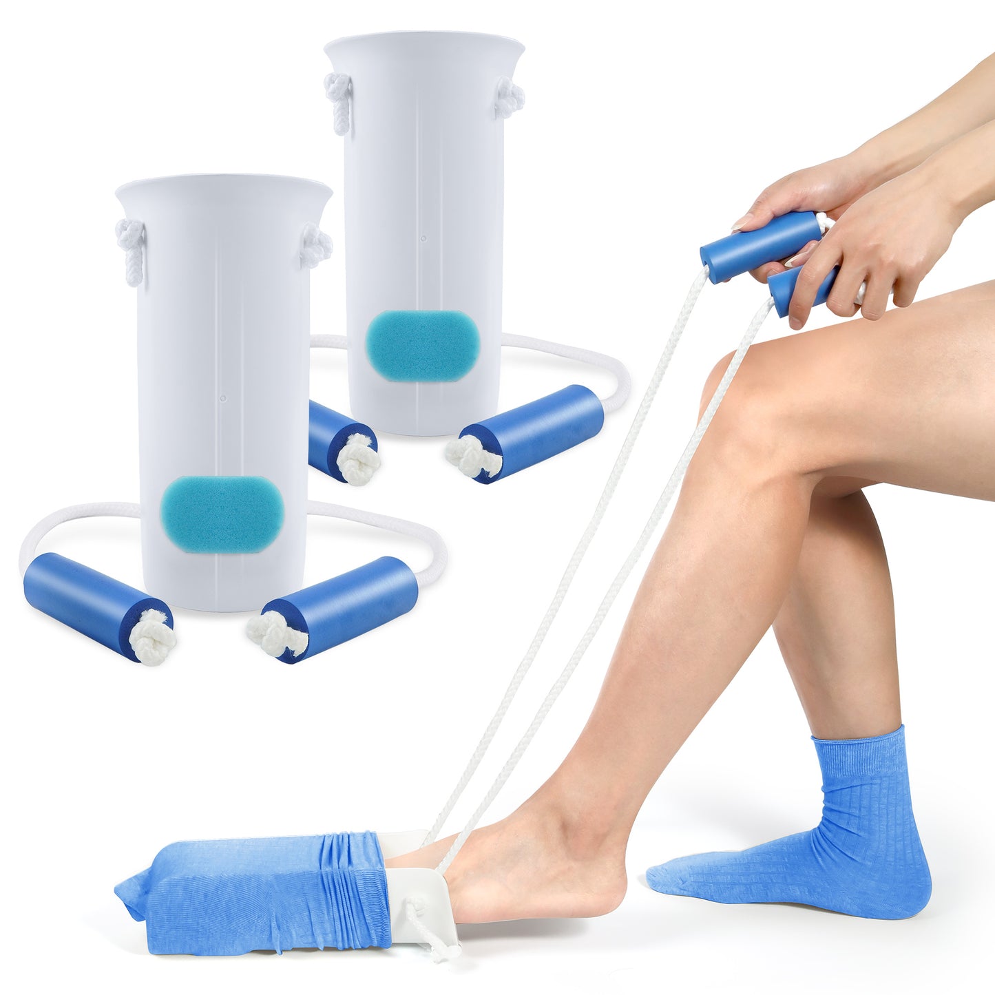 KEKOY Easy on and off Sock Aid, Pulling Assist Device - Sock Helper Aide Tool with Foam Handles - Sock Assist Device for Elderly, Senior, Pregnant, Diabetics