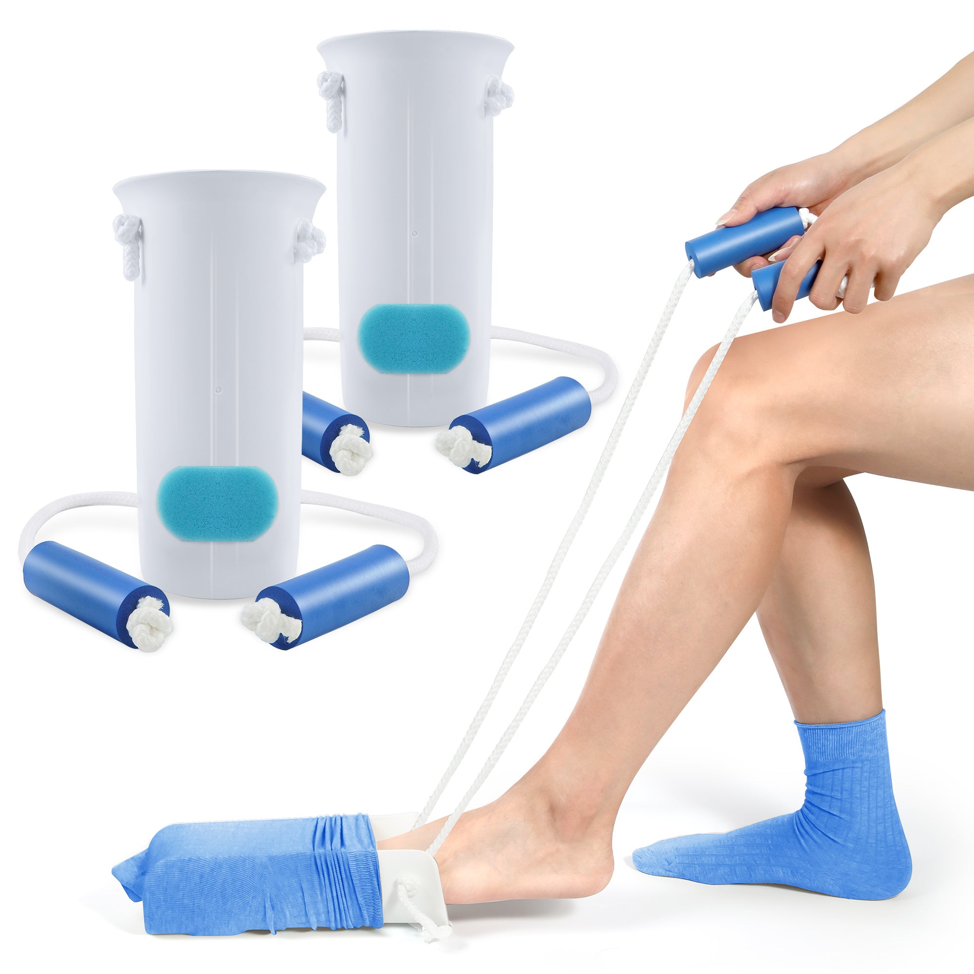 KEKOY Easy on and off Sock Aid, Pulling Assist Device - Sock Helper Aide Tool with Foam Handles - Sock Assist Device for Elderly, Senior, Pregnant, Diabetics