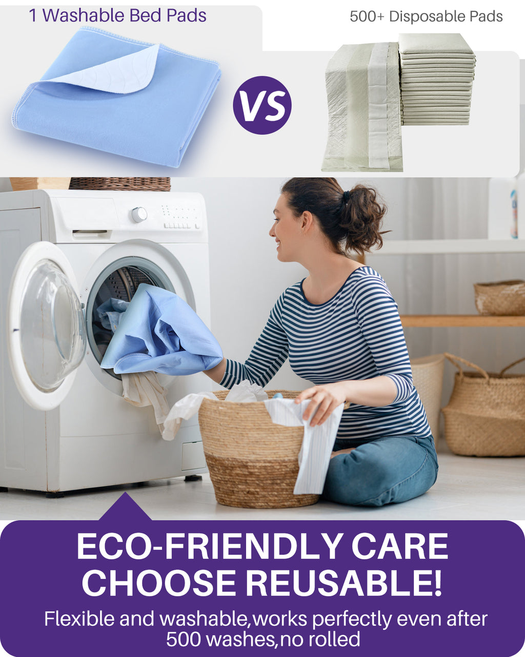 KEKOY Reusable & Washable 34x36 inch Bed Pads for Incontinence, 4 Pack Waterproof Pee Pads for Adults, Seniors, and Pets