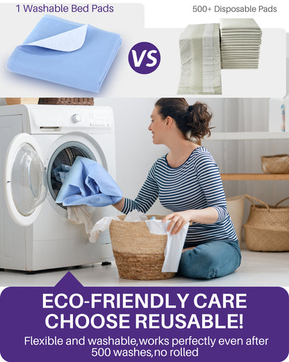 KEKOY Reusable & Washable 34x36 inch Bed Pads for Incontinence, 4 Pack Waterproof Pee Pads for Adults, Seniors, and Pets